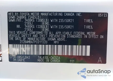 2023 Lexus Rx 350 Base/350 Premium/350 Premium Plus/350 Luxury z USA, uszkodzony, nr VIN 2T2BAMBA7PC011320